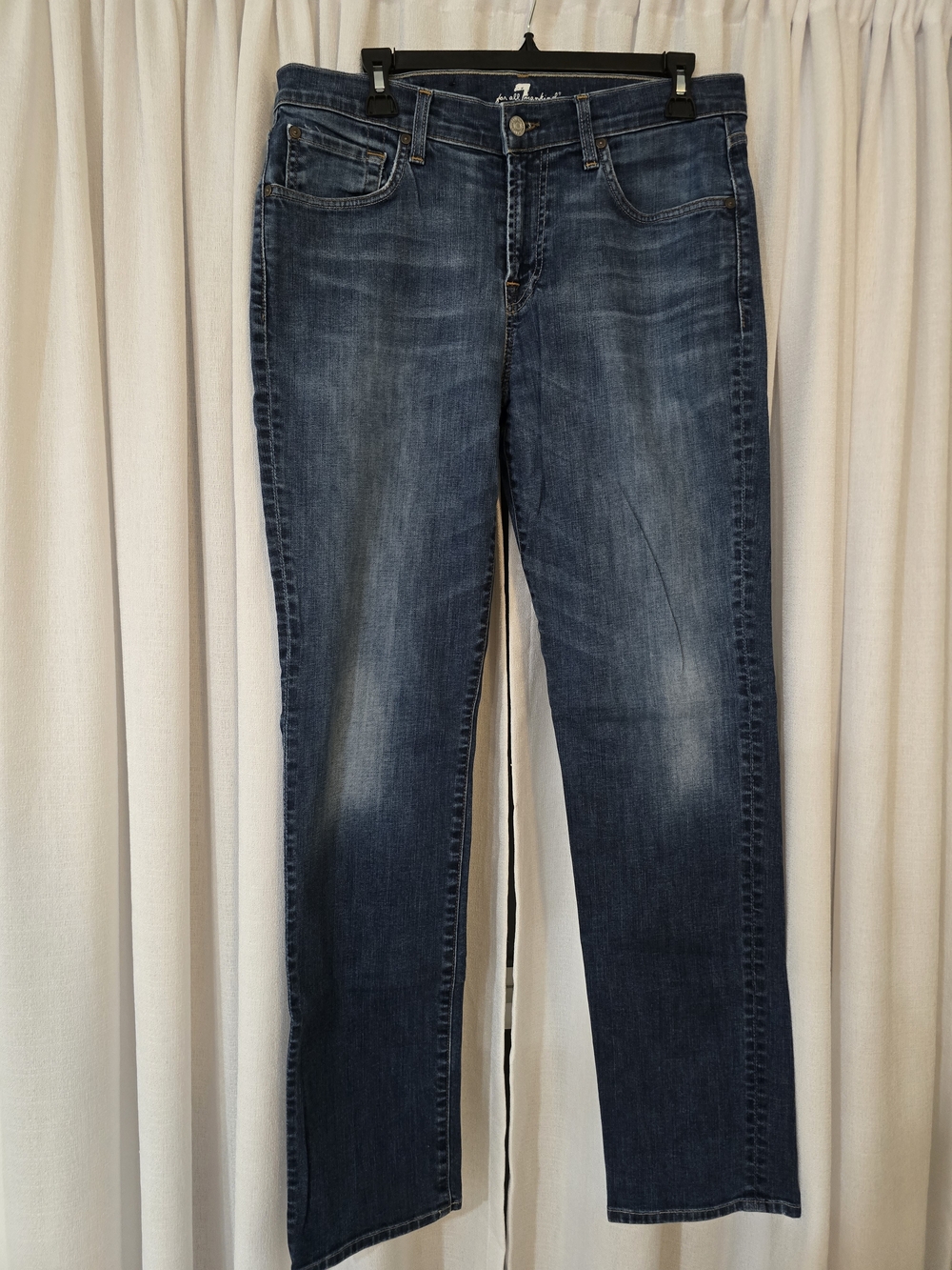 7 For All Mankind Men Jeans Slim Straight Dark Blue Wash